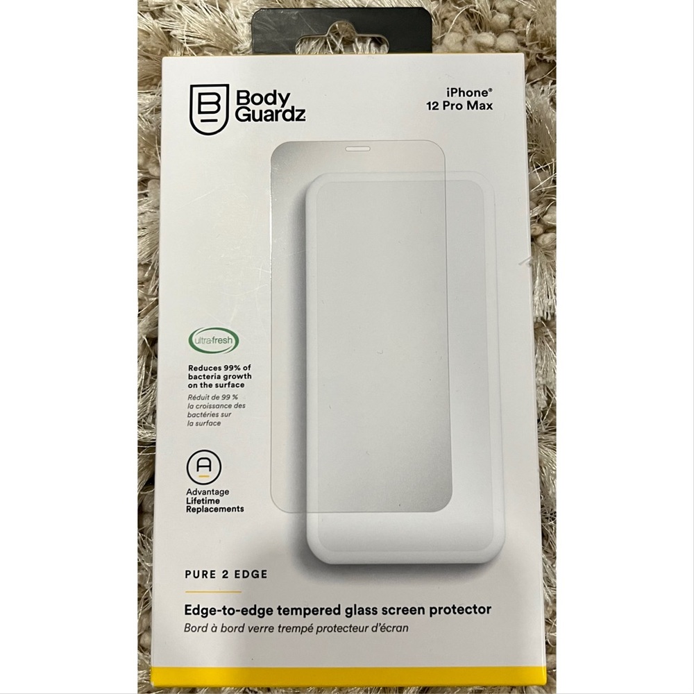 NEW | BodyGuardz Pure 2 Edge Tempered Glass Screen Protector iPhone 12 Pro Max